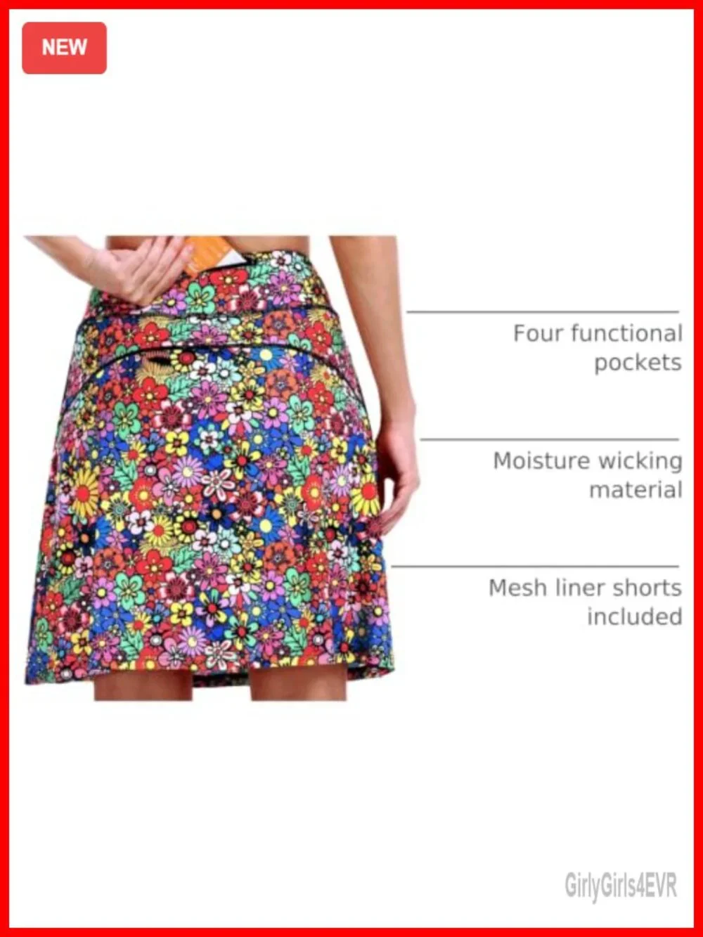 High Waisted Athletic Skort with Shorts Underneath, Knee Length Tennis Golf
